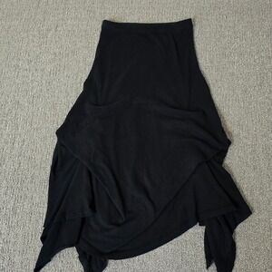 IOANNA KOURBELA Athens Black Cotton Asymmetrical Handkerchief Hem Skirt